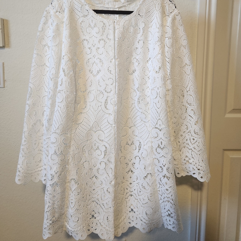 Tahari ASL White Lace Blazer 20W